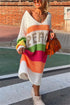 'Inara' V-Neck Long Sleeve Sweater Dress - Celes Fashion